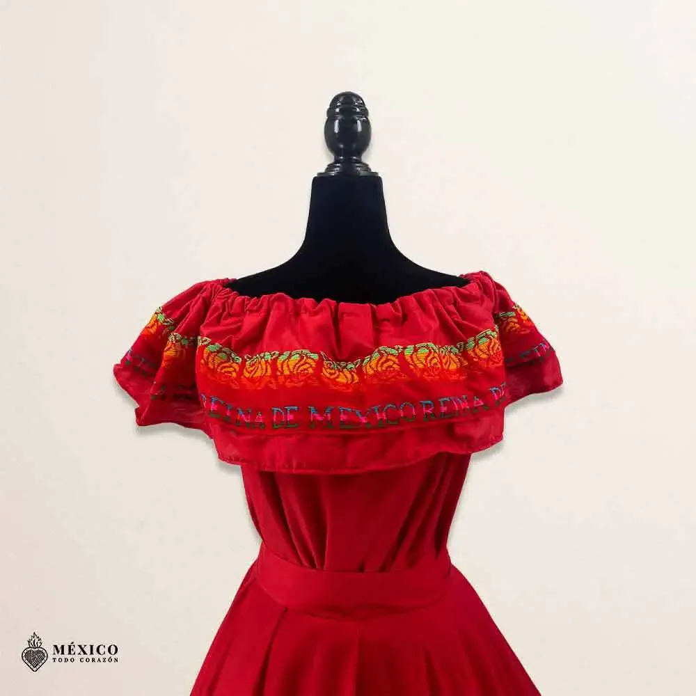 Traditional Mexican 3-Piece Cambaya Dress Set with Matching Rebozo Handmade